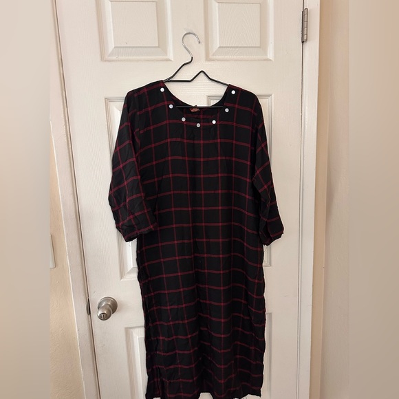 Black and Red Plaid Women's Dress - Picture 1 of 7